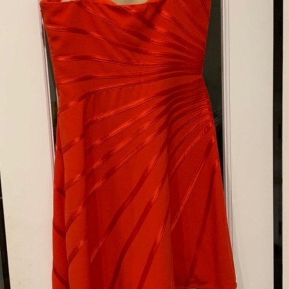 Halston Strapless Mini Dress w/ Satin Strip Appliqué - Picture 2 of 3